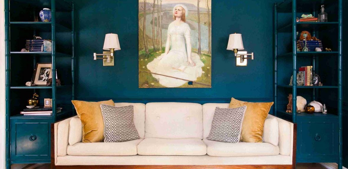 طراحی اتاق نشیمن آبی