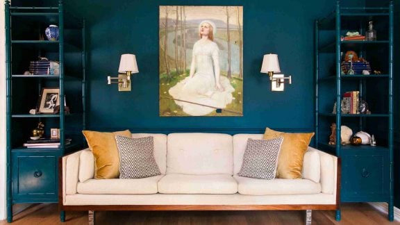 طراحی اتاق نشیمن آبی