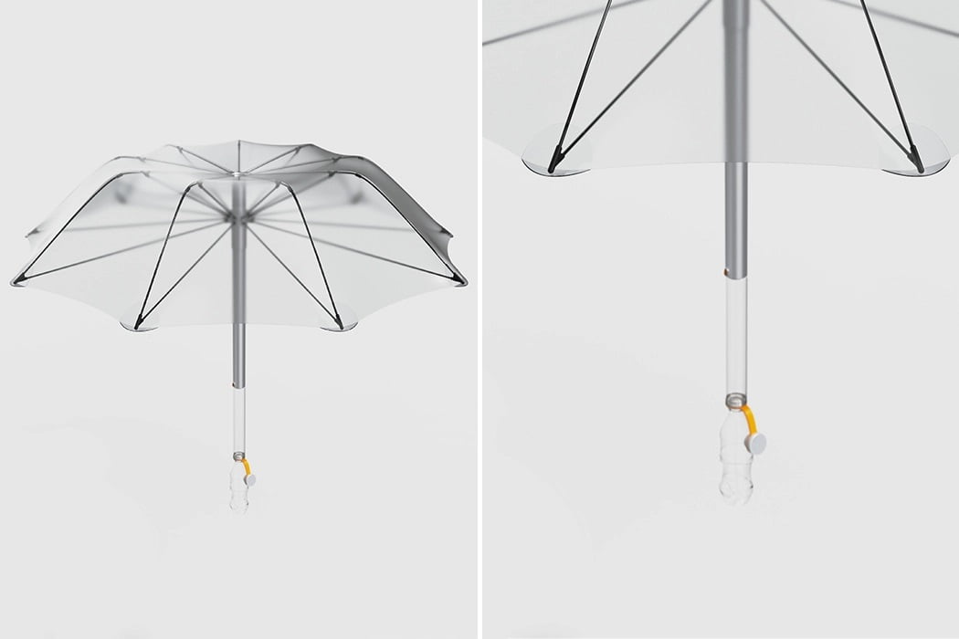 طراحی چتر مینیمالیستی - پر کردن بطری از آب باران