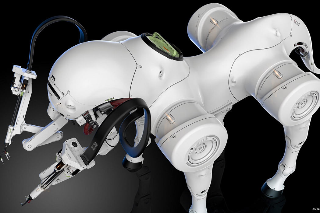 سگ رباتیک آینده گرایانه از نمای بالا