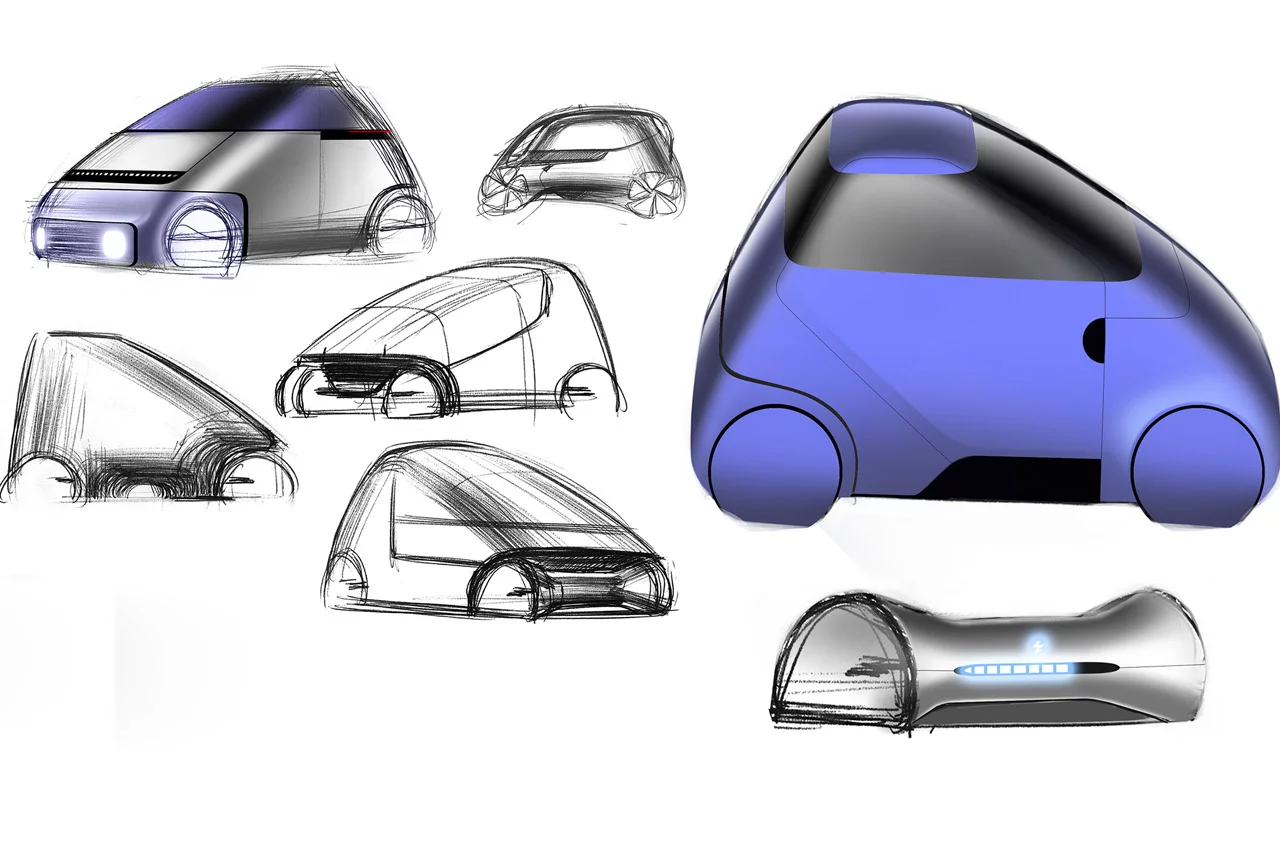 اسکیس اولیه iCar از نمای بیرونی
