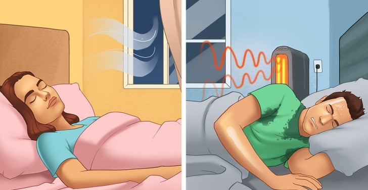 خوابیدن با بخاری روشن  از عوامل مختل کننده چرخه خواب است
