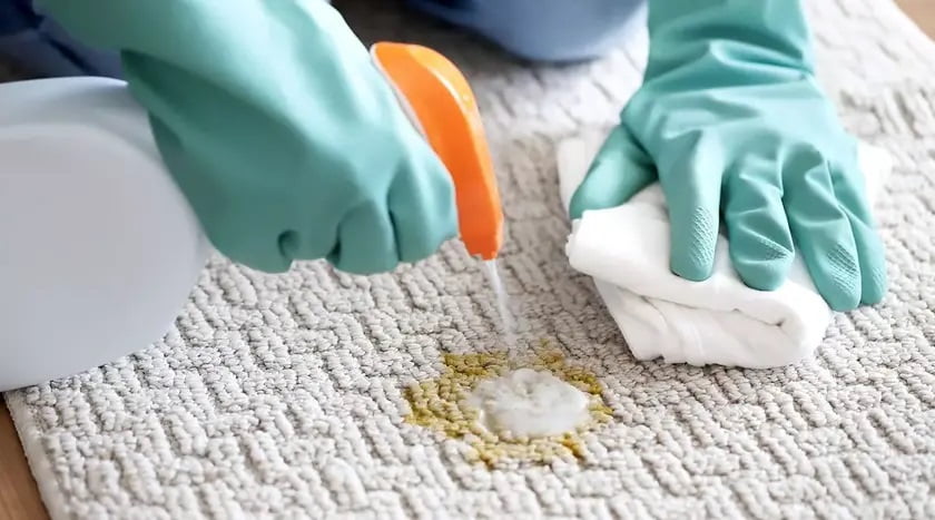 پاک کردن لکه استفراغ از روی فرش